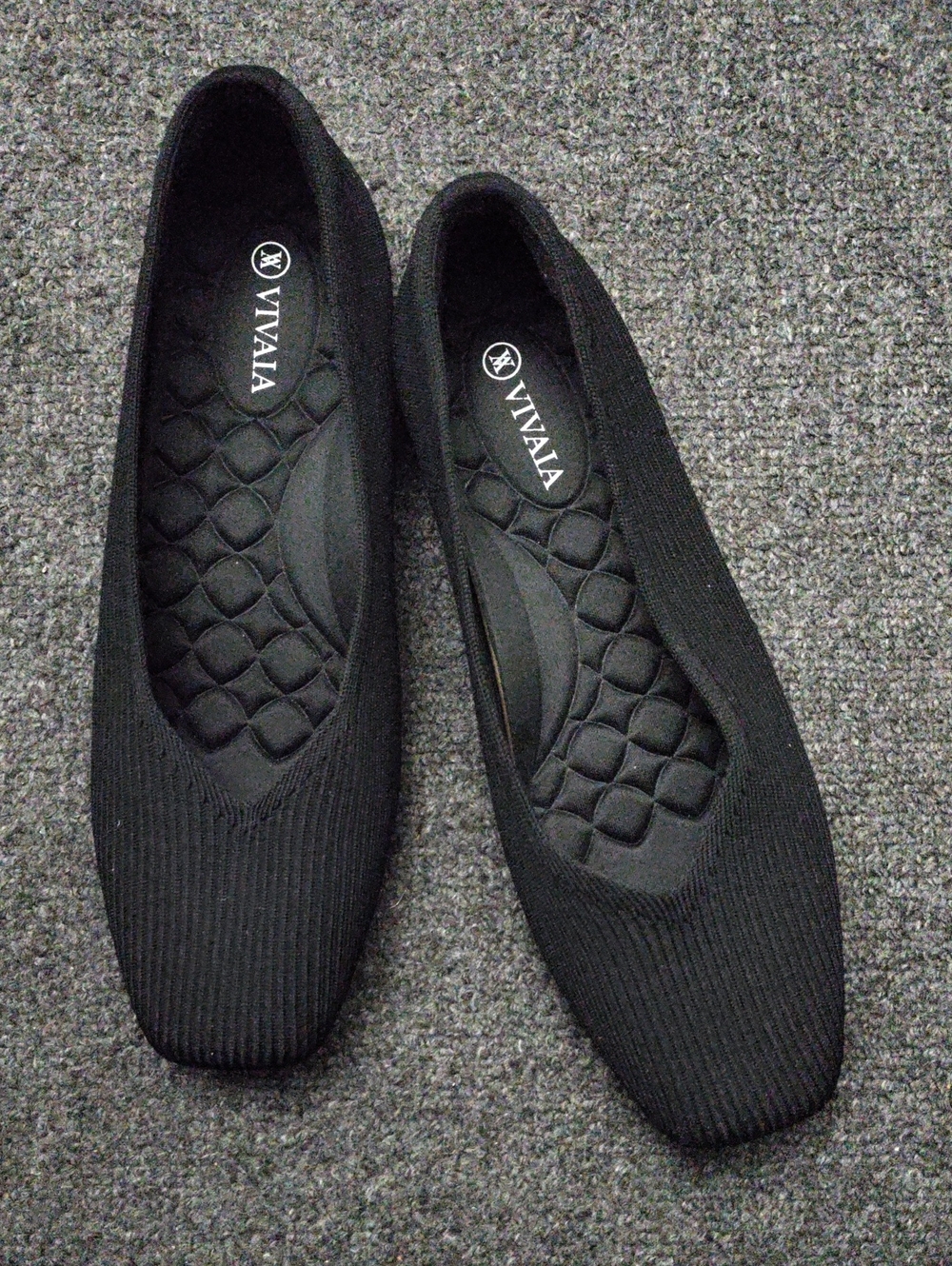 VIVAIA Black Knit Slip-On Ballet Flats